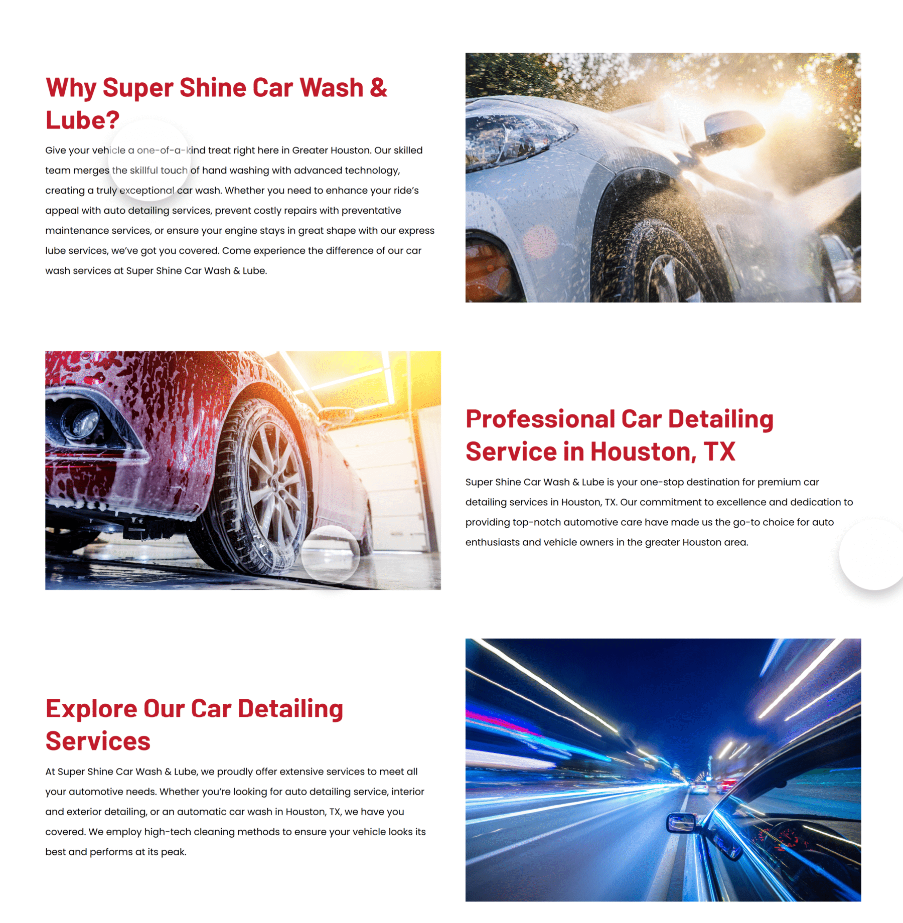 Super Shine Car Wash Home Page Services
