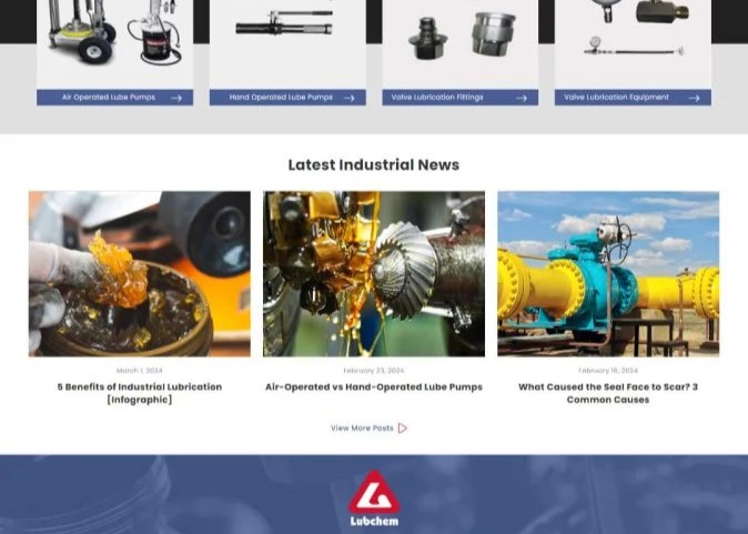 | itvibes Screenshot of the Lubchem Website Home Page Featuring Their Industrial Blog